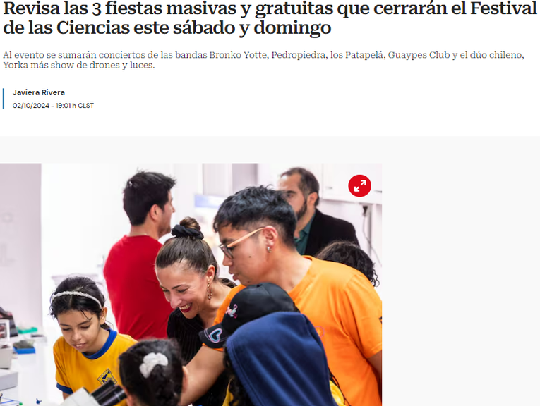 Revisa las 3 fiestas masivas y gratuitas que cerrarán el Festival de las Ciencias este sábado y domingo