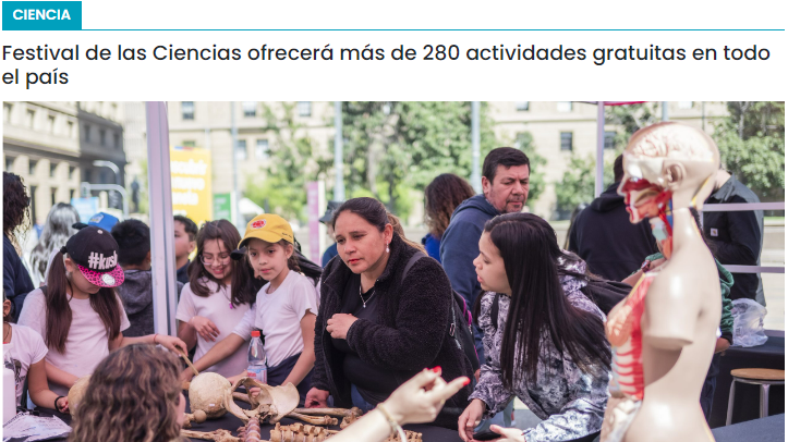 COOPERATIVA CIENCIA: Festival de las Ciencias ofrece más de 200 actividades en todos los rincones de Chile