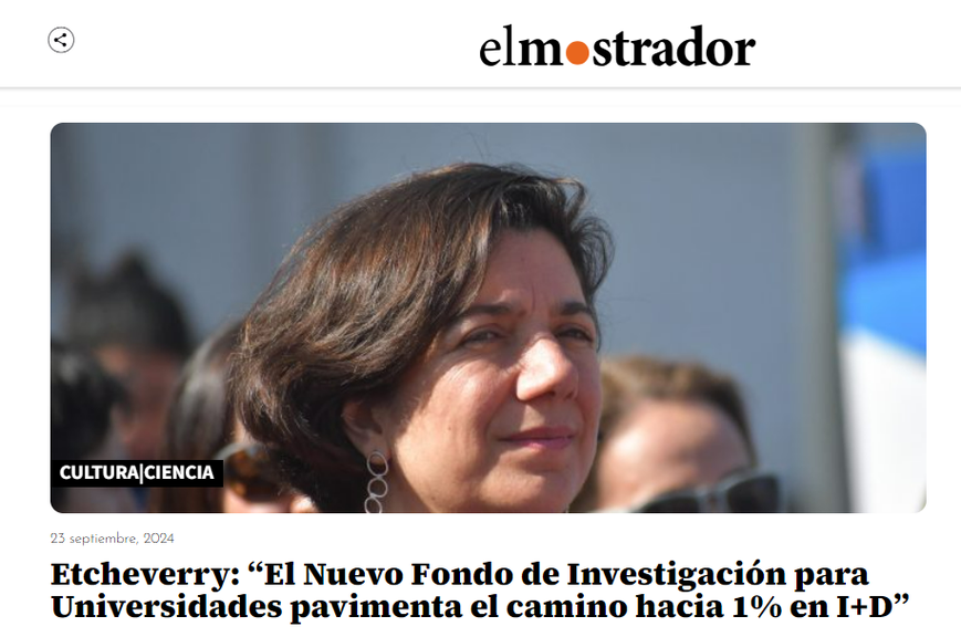 Etcheverry: “El Nuevo Fondo de Investigación para Universidades pavimenta el camino hacia 1% en I+D”